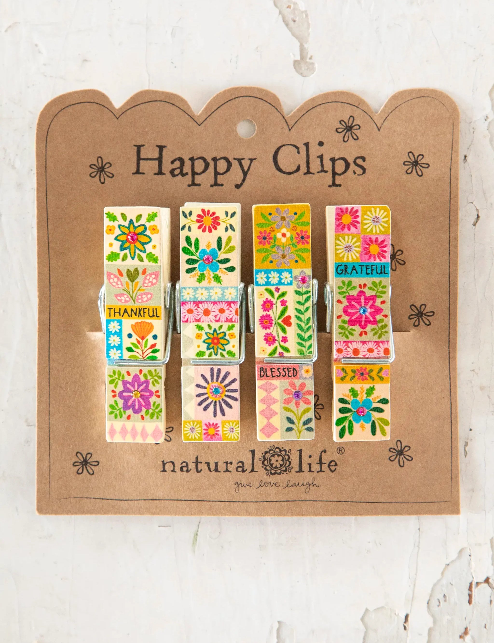 Natural Life Happy Clips, Set Of 4 - Thankful - Lace and Grace Boutique