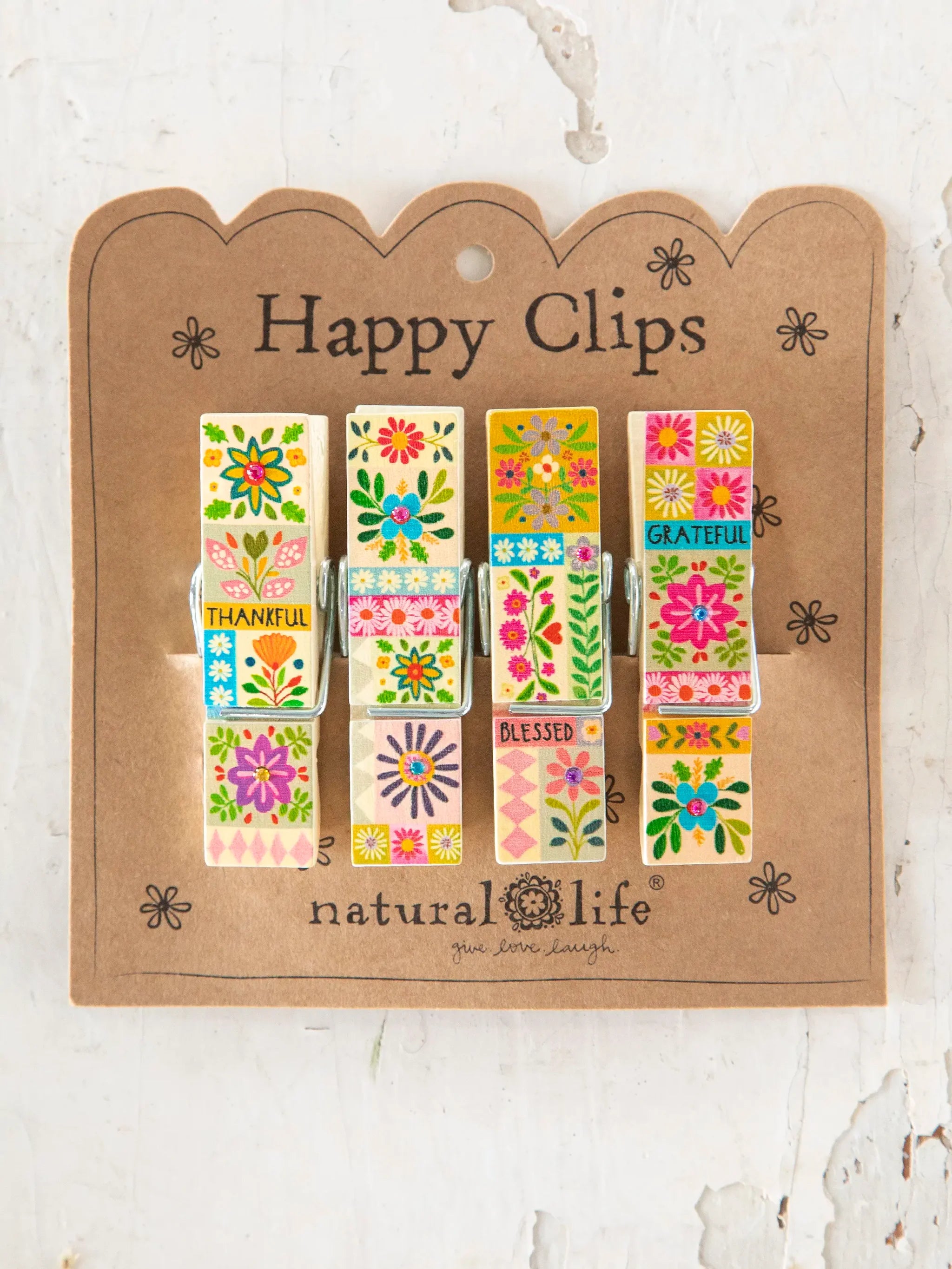 Natural Life Happy Clips, Set Of 4 - Thankful - Lace and Grace Boutique