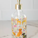 Natural Life Glass Soap Dispenser - Dog Floral