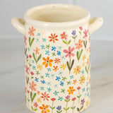 Natural Life Utensil Crock - Ditsy Cream Rainbow Floral - Lace and Grace Boutique