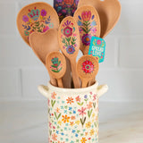 Natural Life Utensil Crock - Ditsy Cream Rainbow Floral - Lace and Grace Boutique