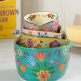 Natural Life Ceramic Nesting Measuring Cups - Folk Flower