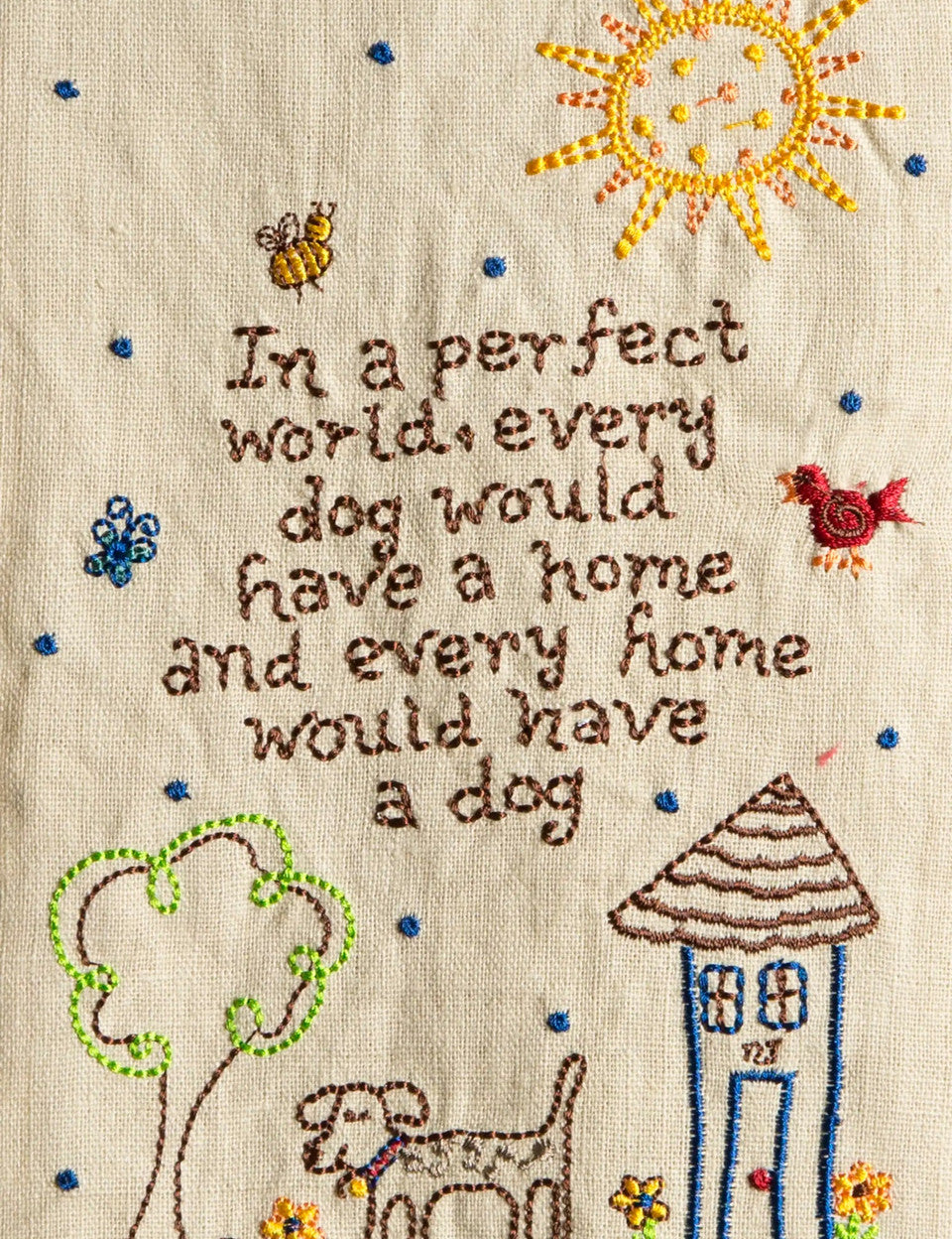 Natural Life Linen Embroidered Hand Towel - Dog - Lace and Grace Boutique