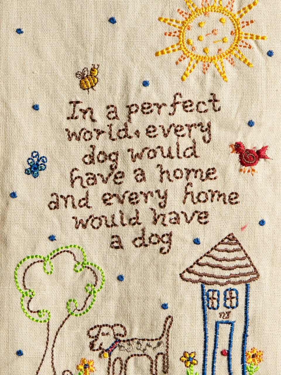 Natural Life Linen Embroidered Hand Towel - Dog - Lace and Grace Boutique