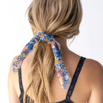Natural Life Bandana & Scrunchie - Blue Tan Floral - Lace and Grace Boutique