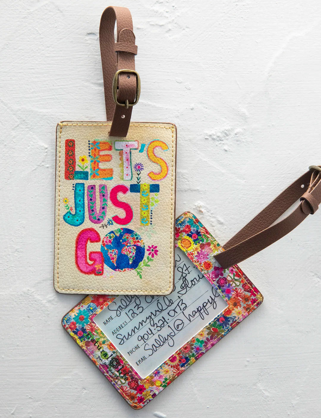 Natural Life Travel Luggage Tag - Let's Just Go - Lace and Grace Boutique