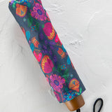 Natural Life Fold Up Umbrella - Navy Folk Flower