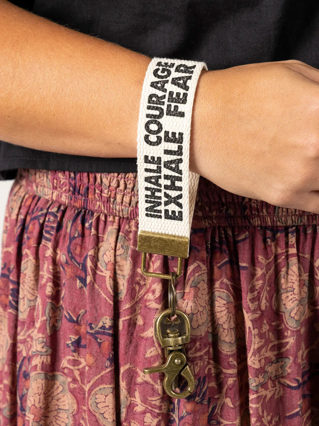 Natural Life Canvas Key Chain - Inhale Courage - Lace and Grace Boutique