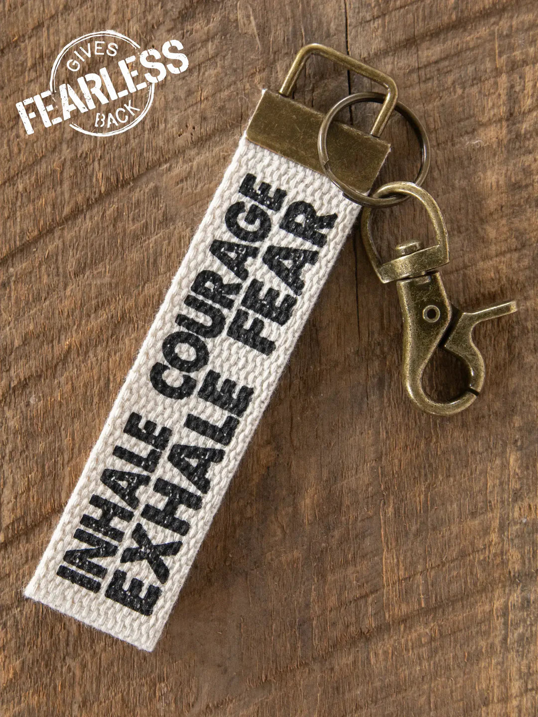 Natural Life Canvas Key Chain - Inhale Courage - Lace and Grace Boutique