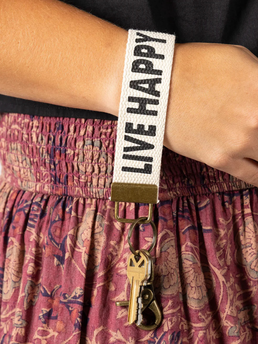 Natural Life Canvas Key Chain - Live Happy - Lace and Grace Boutique