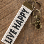 Natural Life Canvas Key Chain - Live Happy - Lace and Grace Boutique
