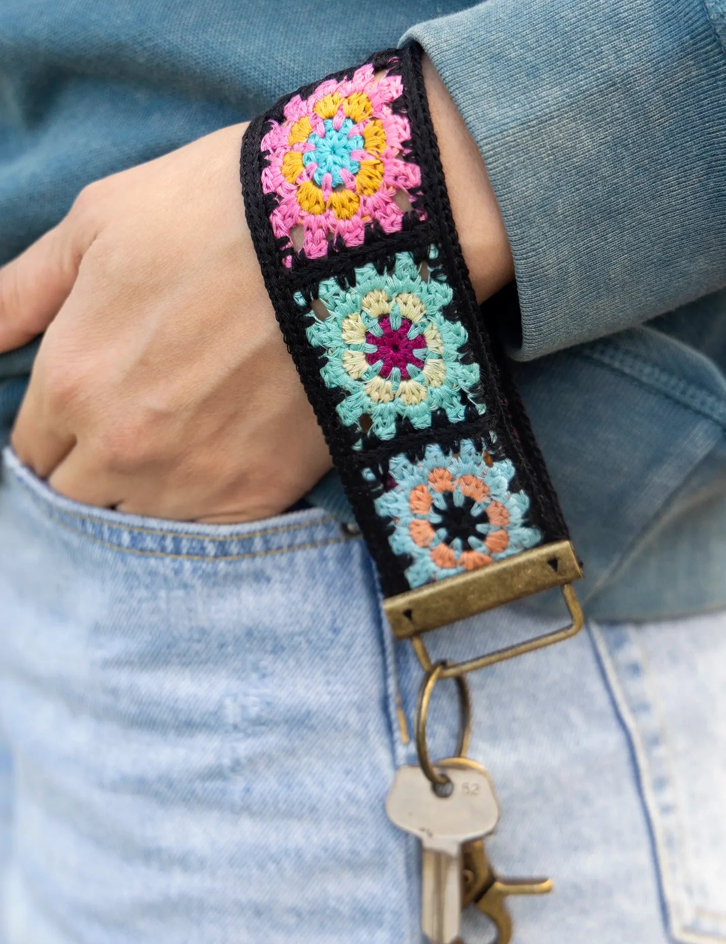 Natural Life Crochet Key Fob - Black - Lace and Grace Boutique