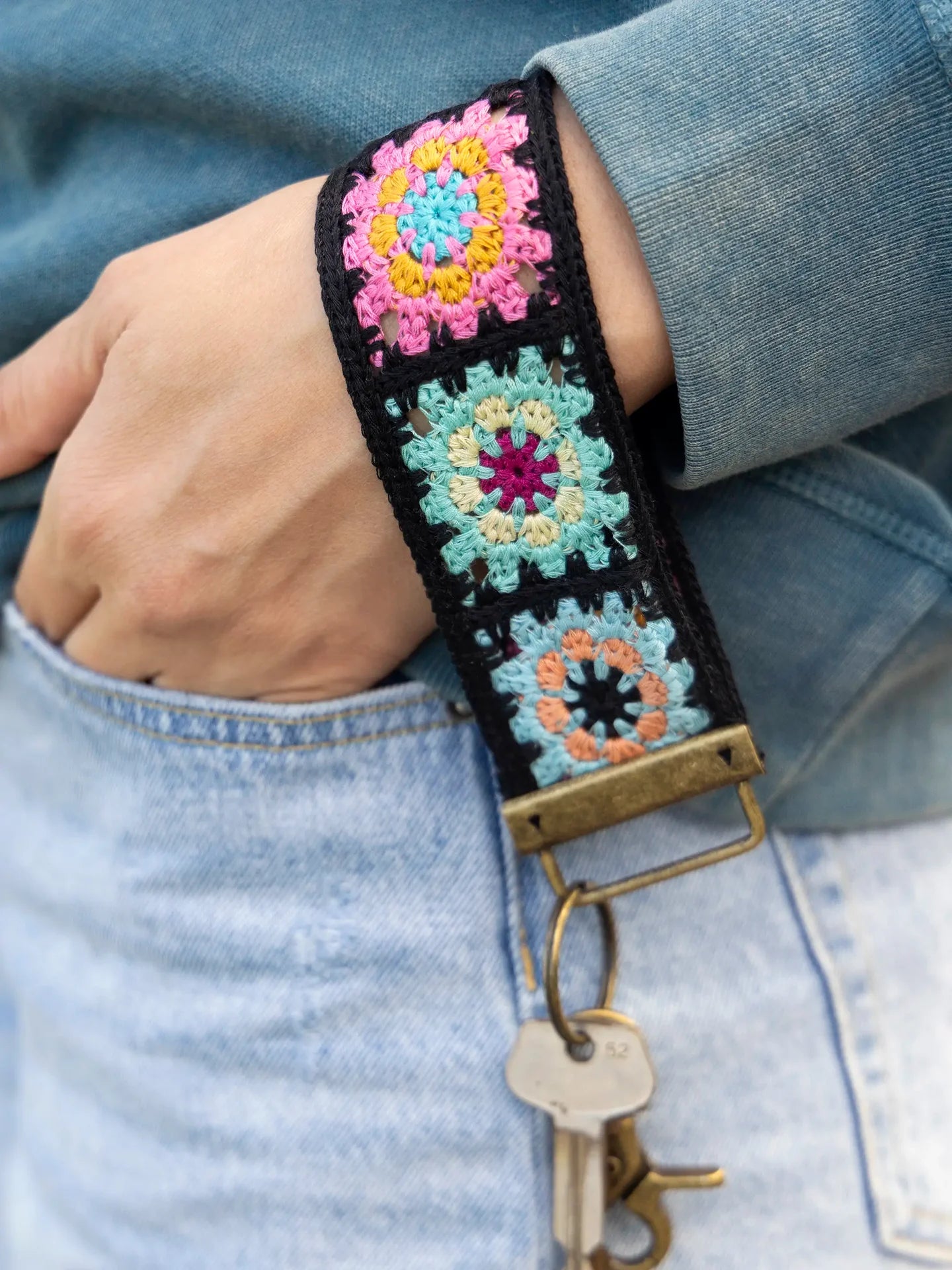 Natural Life Crochet Key Fob - Black - Lace and Grace Boutique
