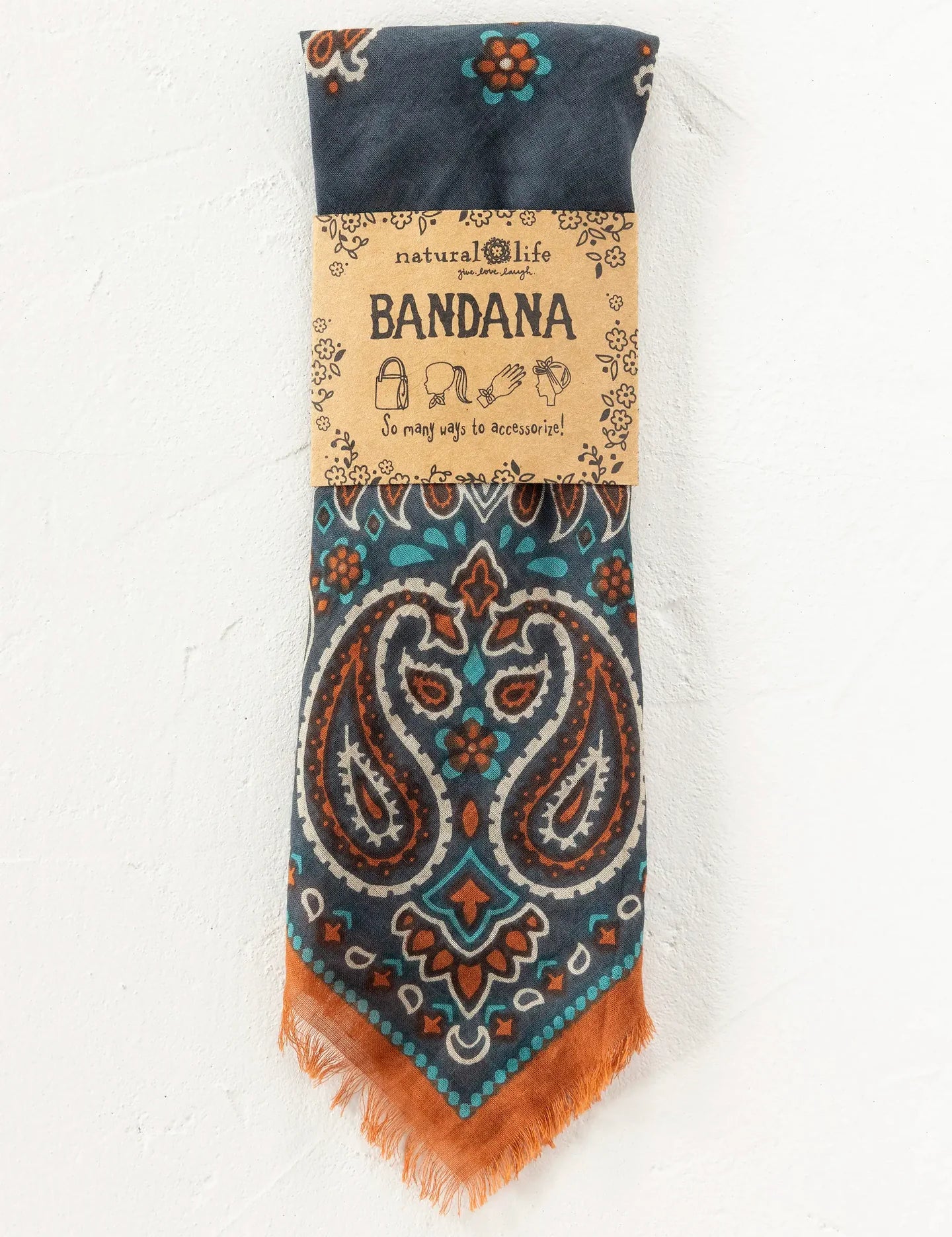 Natural Life Printed Cotton Bandana - Classic Charcoal - Lace and Grace Boutique