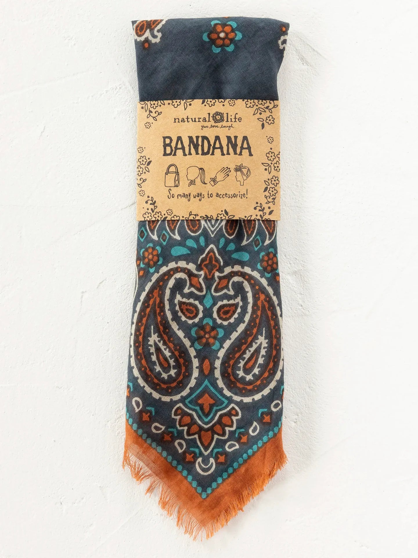 Natural Life Printed Cotton Bandana - Classic Charcoal - Lace and Grace Boutique
