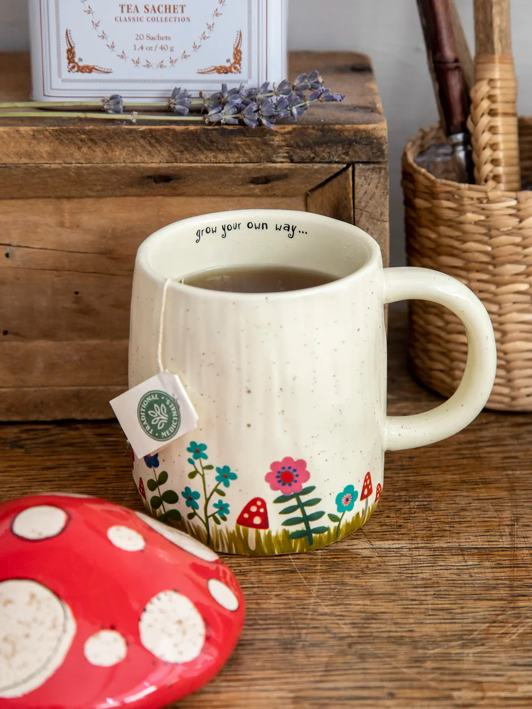 Natural Life Lidded Mushroom Mug - Lace and Grace Boutique