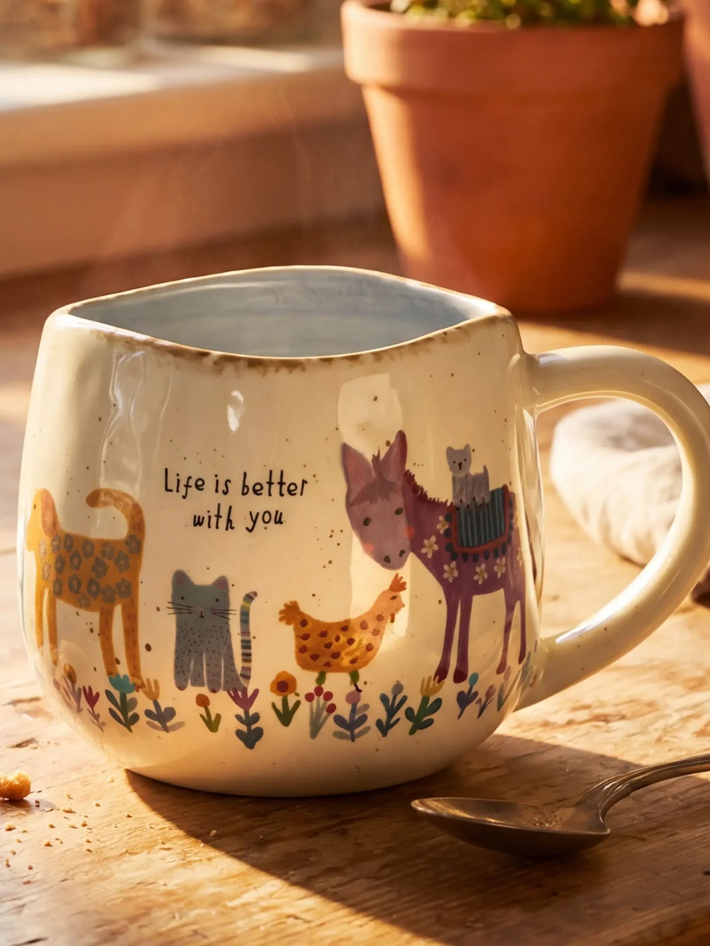 Natural Life Artisan Coffee Mug - Life Is Better With You - Lace and Grace Boutique
