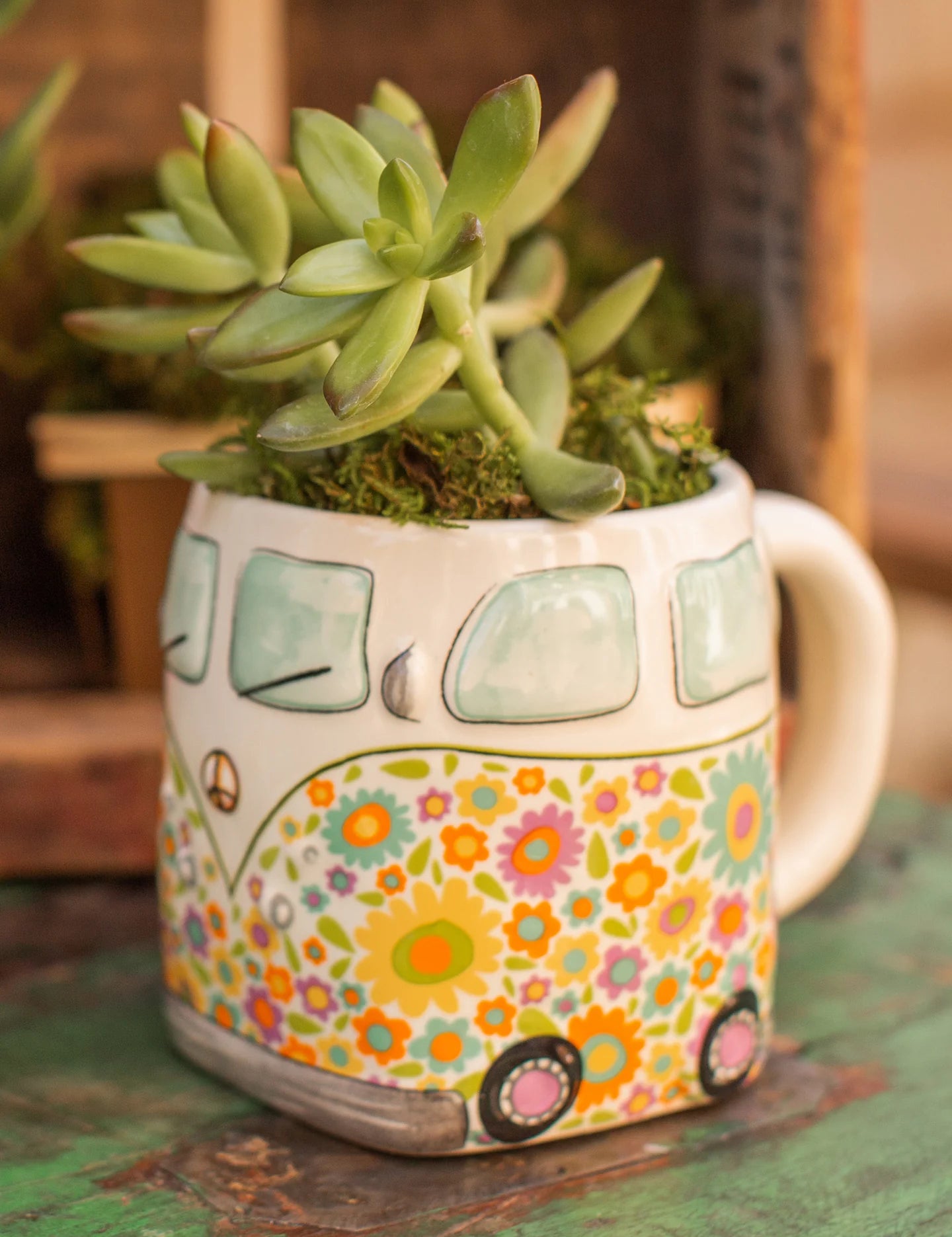 Natural Life Folk Art Coffee Mug - Daisy The Van - Lace and Grace Boutique