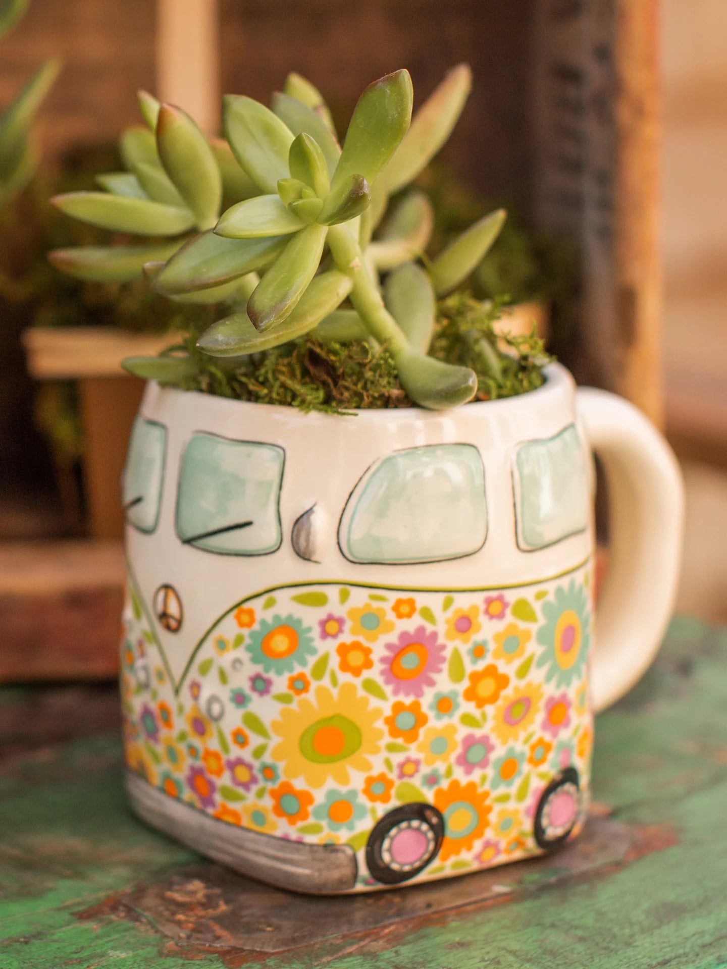 Natural Life Folk Art Coffee Mug - Daisy The Van - Lace and Grace Boutique
