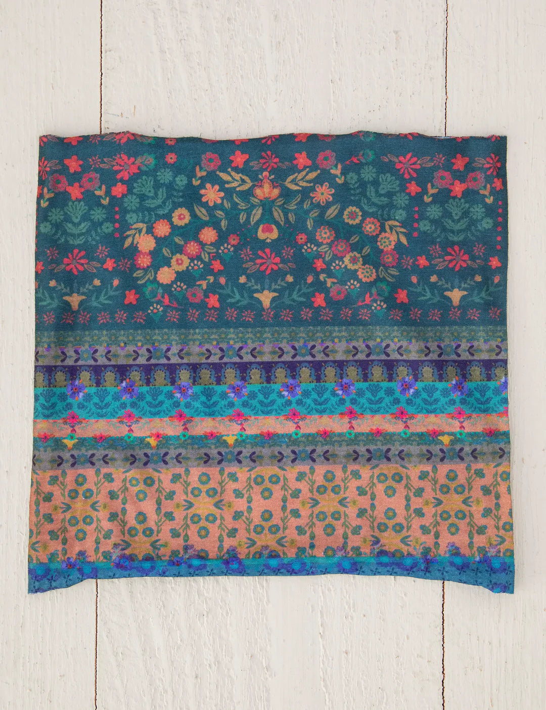 Natural Life boho bandeau in folk floral border print that can be worn as a a headband, hair tie, scrunchie, and tons more!