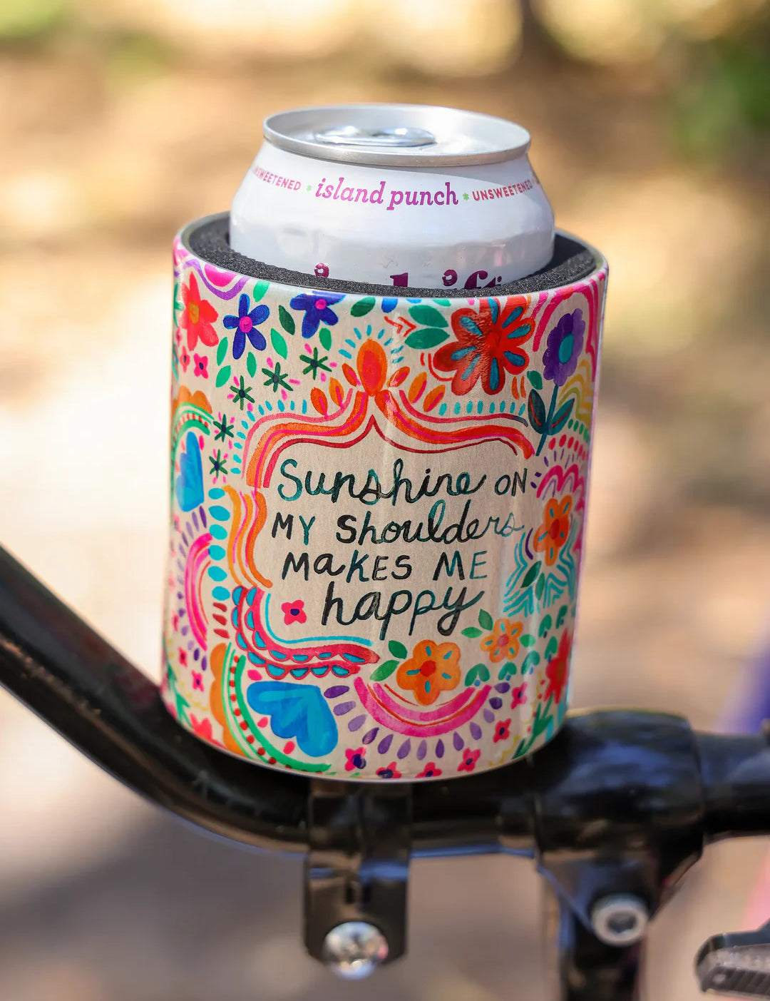 Floral printed bike cup holder with attachment by Natural Life.