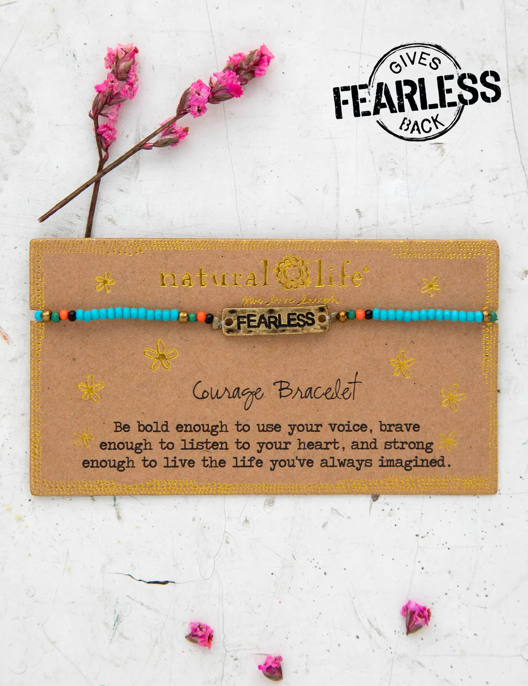 Beaded "Fearless" bracelet by Natural Life.
