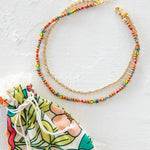 Natural Life rhinestone chain anklet paired with a multicolor beaded chain anklet.