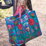 Natural Life jump zippered tote bag in teal love.