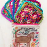 Seven reusable mini makeup cloths in storage pouch by Natural Life.