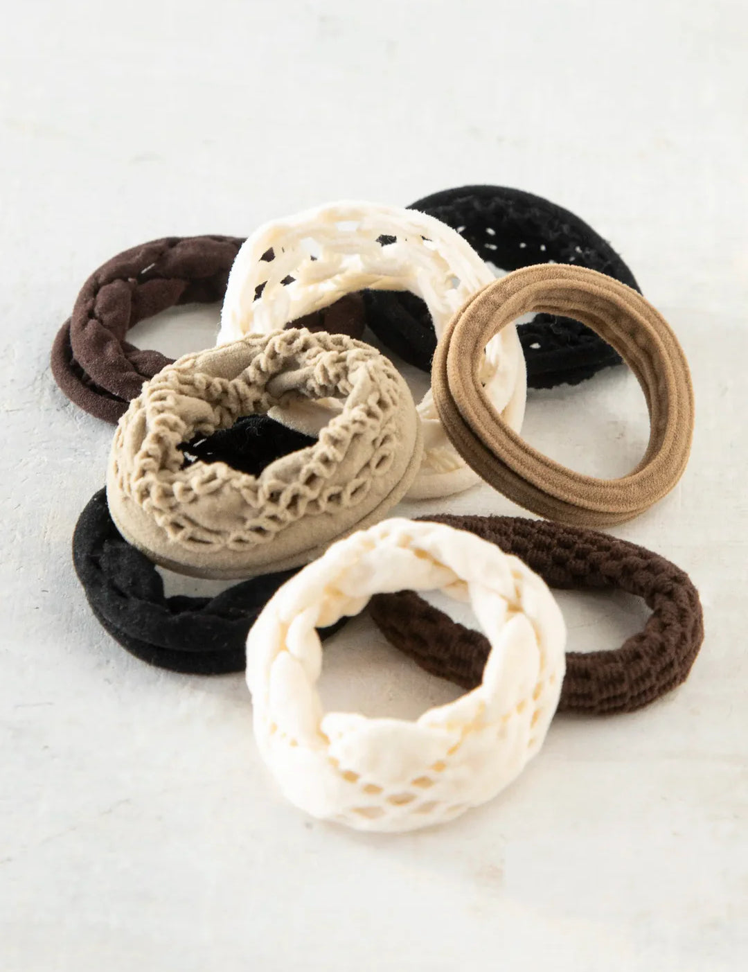Set of 8 stretchy hair ties by Natural Life.