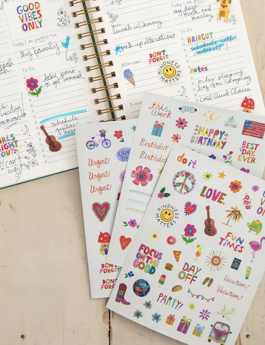 Set of 3, Natural Life sticker sheets with 126 stickers total in Multi.