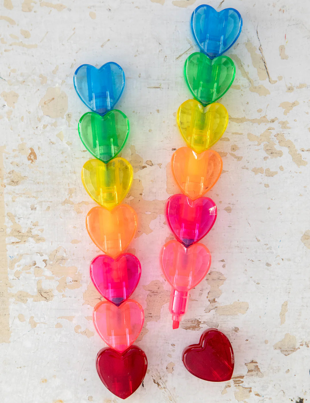 Natural Life pack of 2 highlighter sticks with 7 different colors each in heart shape.