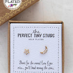 Gold-plated sun and moon stud earrings by Natural Life.