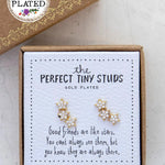 Sat stud earrings with rhinestone accents made of gold-plated and glass by Natural Life.