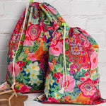 1 large, 1 small travel floral printed laundry bags with drawstring closure by Natural Life.
