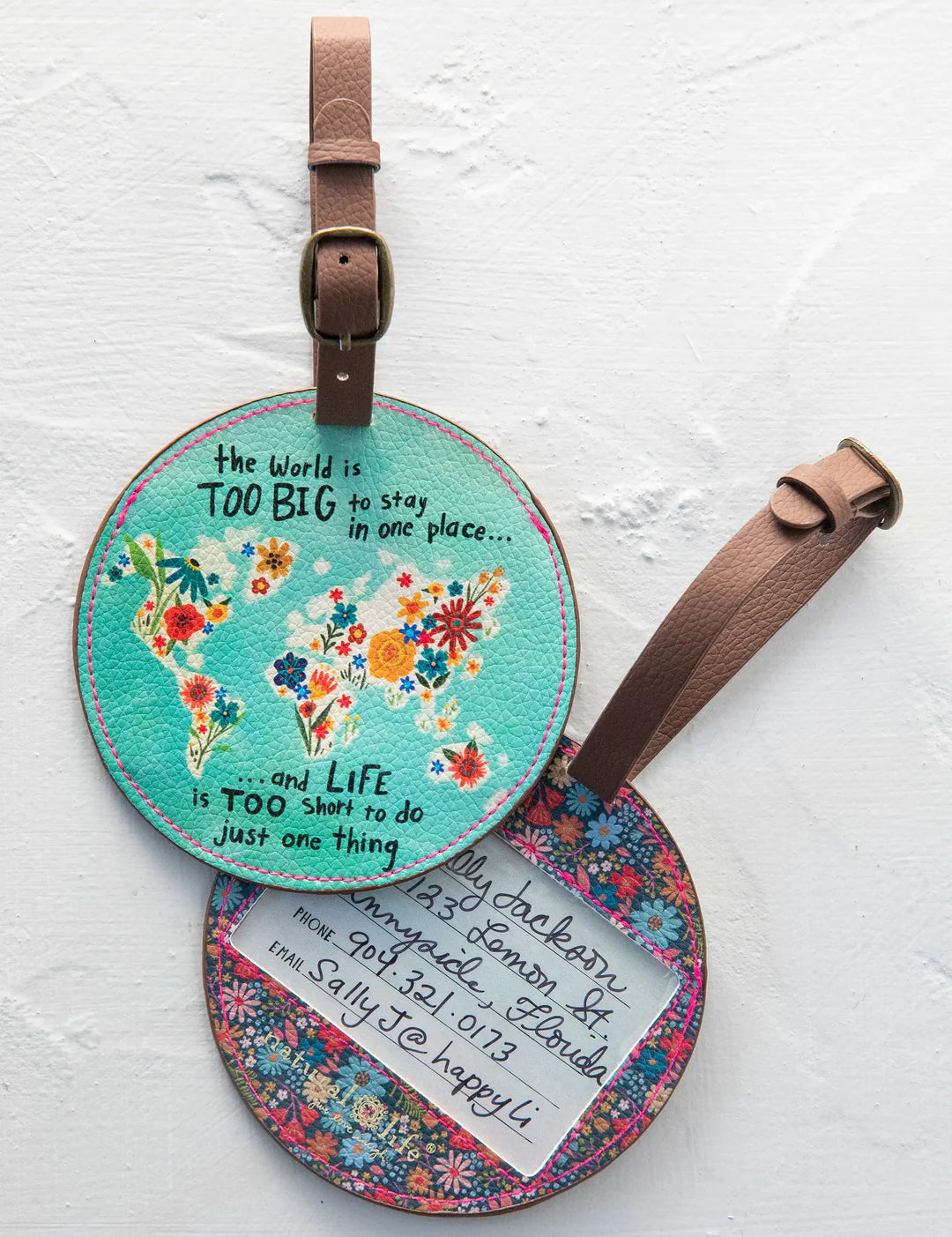 Natural Life vegan leather strap and buckle luggage tag.
