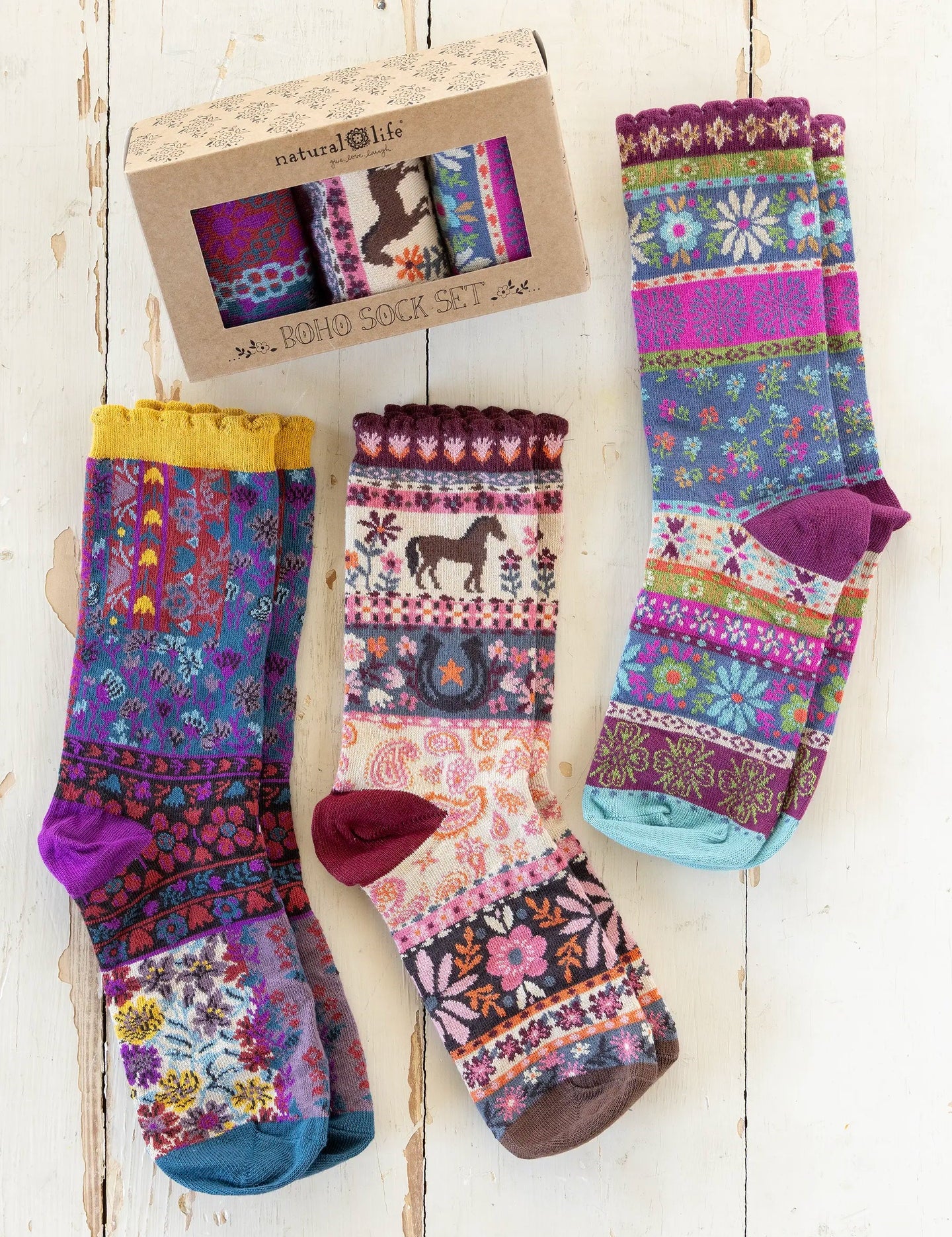 Natural Life Boho Sock Set - Horse - Lace and Grace Boutique