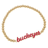 Ohio State gold beaded bracelet with "buckeyes" red charm.