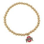 Ohio State Buckeyes emblem stretchy beaded bracelet.