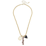 Ohio State Buckeyes charm gold beaded necklace.