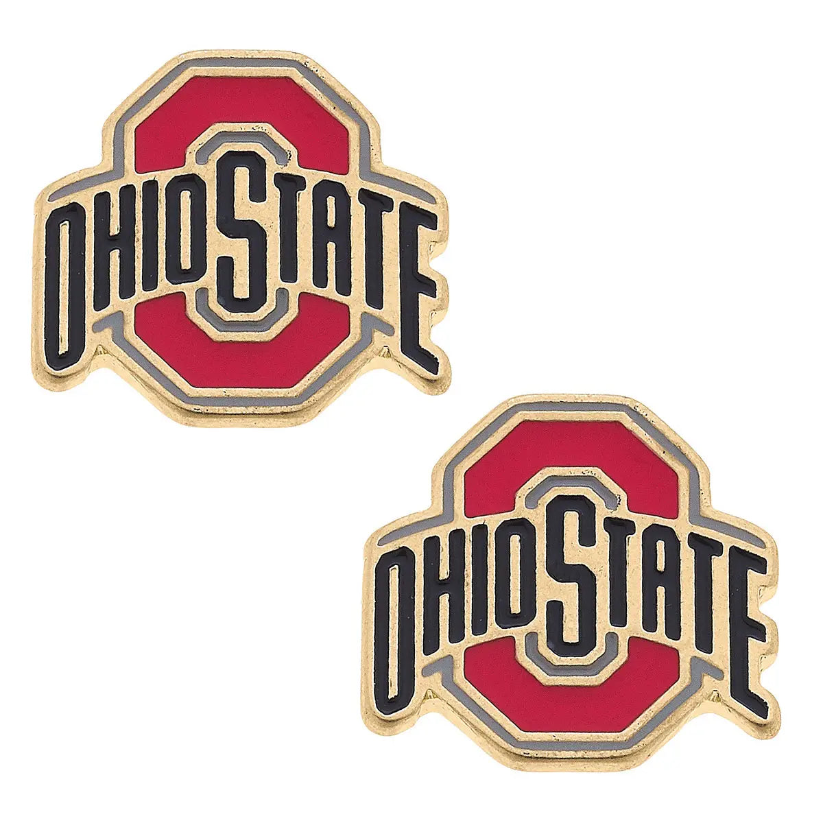 Ohio State Buckeyes logo stud gold earrings.