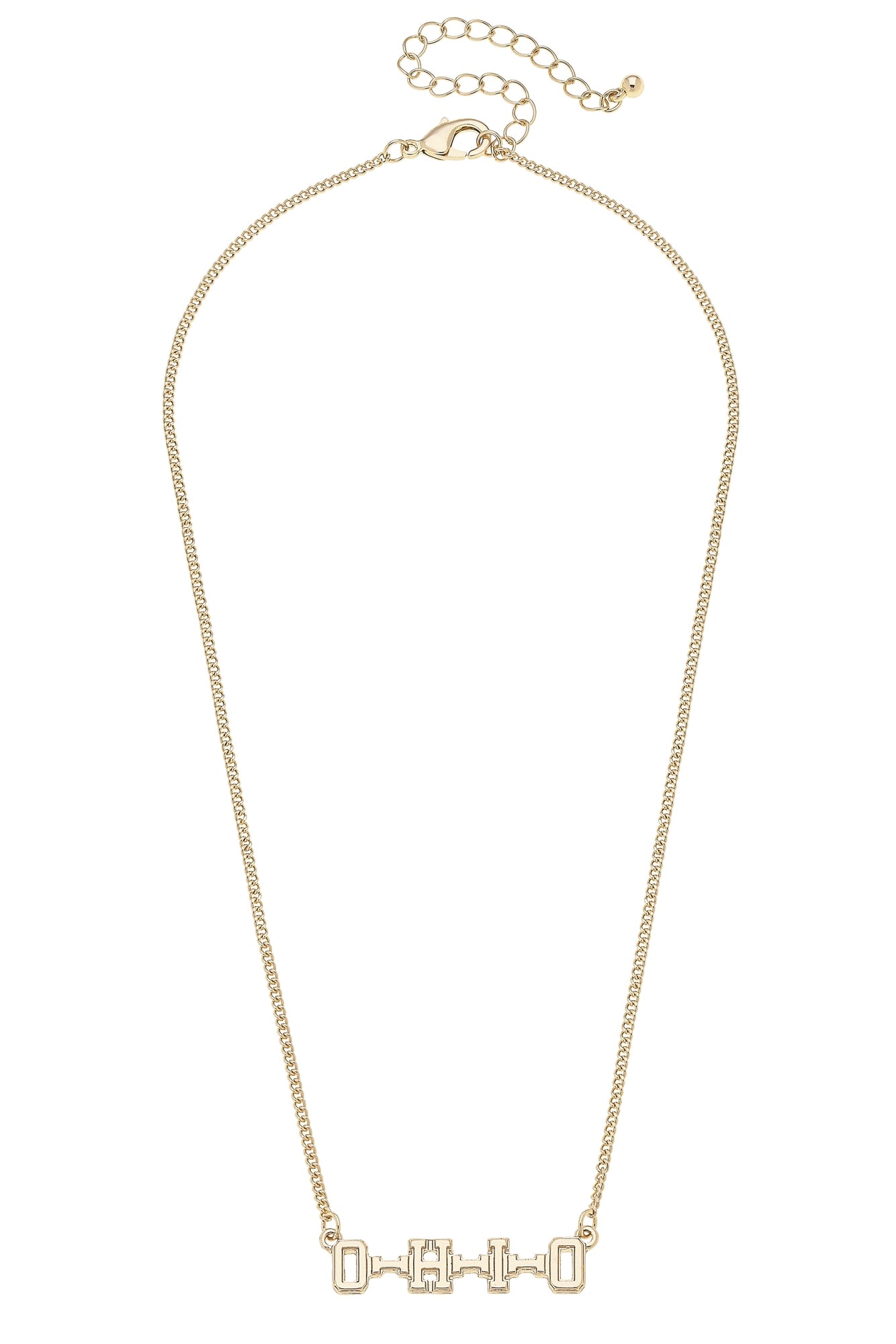 Varsity letter Ohio State buckeyes gold necklace.
