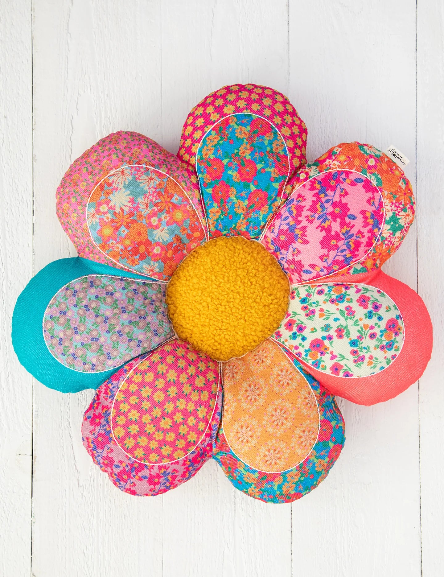 Natural Life Whimsy Patchwork Pillow - Flower - Lace and Grace Boutique