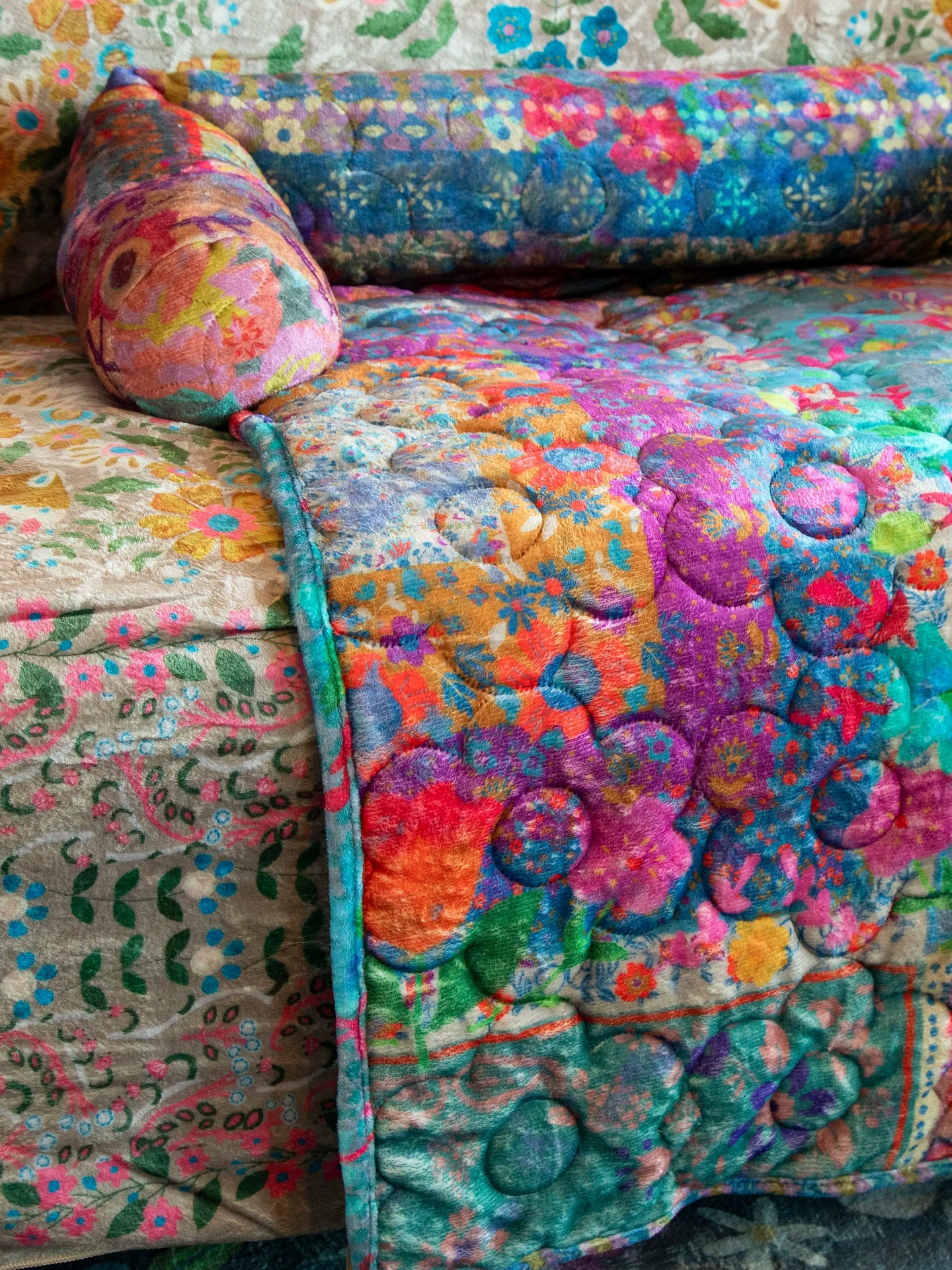 Natural Life Sofa Pet Bed - Rainbow Bandana Patchwork - Lace and Grace Boutique