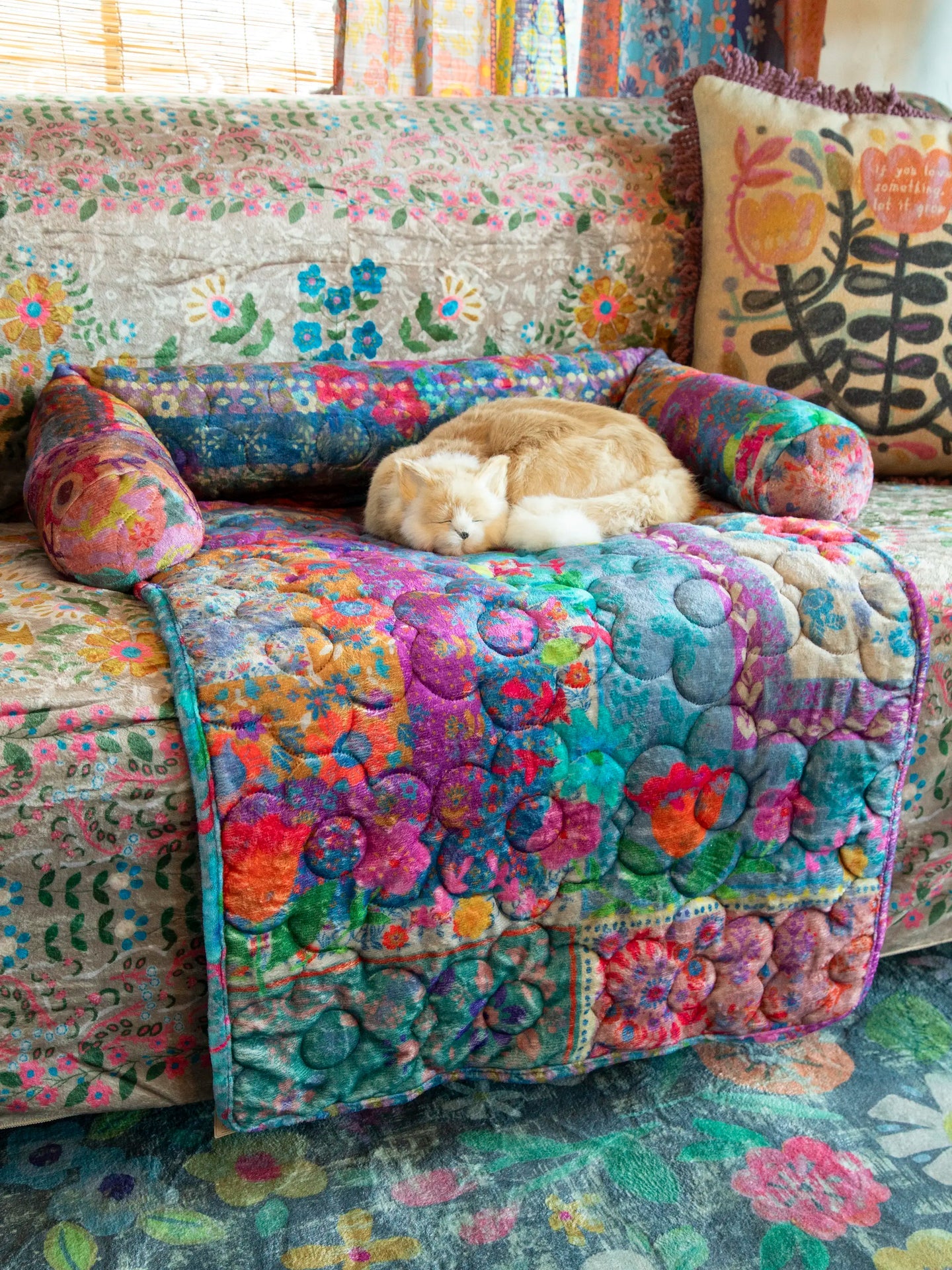 Natural Life Sofa Pet Bed - Rainbow Bandana Patchwork - Lace and Grace Boutique