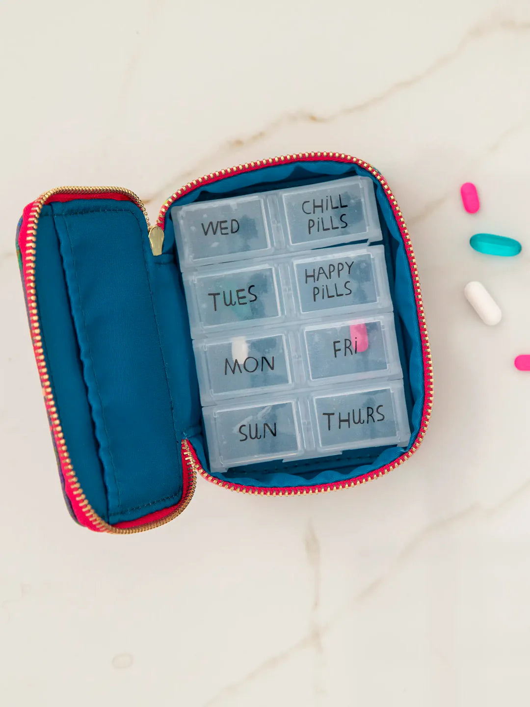 Natural Life Daily Pill Case - Pink Neon Green - Lace and Grace Boutique