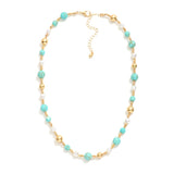 Pearl and turquoise beaded gold necklace.