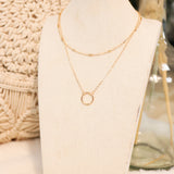 Layered Ring Pendant & Bar Detail Necklace