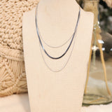 Snake & Herringbone Layered Chain Link Necklace