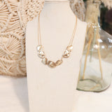 Double Chain Link Brushed Shape Accent Necklace